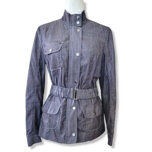 Calvin Klein Womens's Utility Jacket Cinched belted Waist full zip Size 6